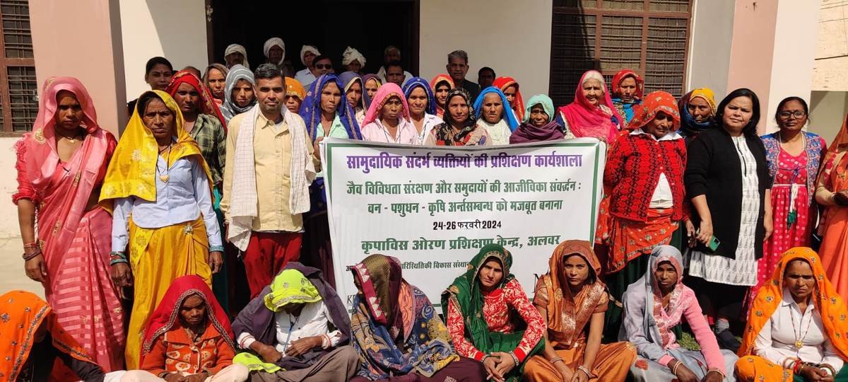 Group photograph from a community training workshop on biodiversity conservation and livelihoods